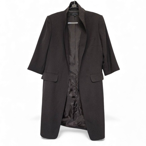Anne Klein Jackets & Blazers - Anne Klein Long Black Belted Coat Fully Lined Button Front Size 14P